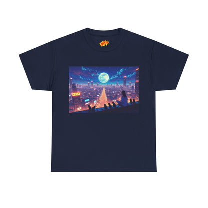 Anime Neon Night Cityscape w/Cats T-Shirt