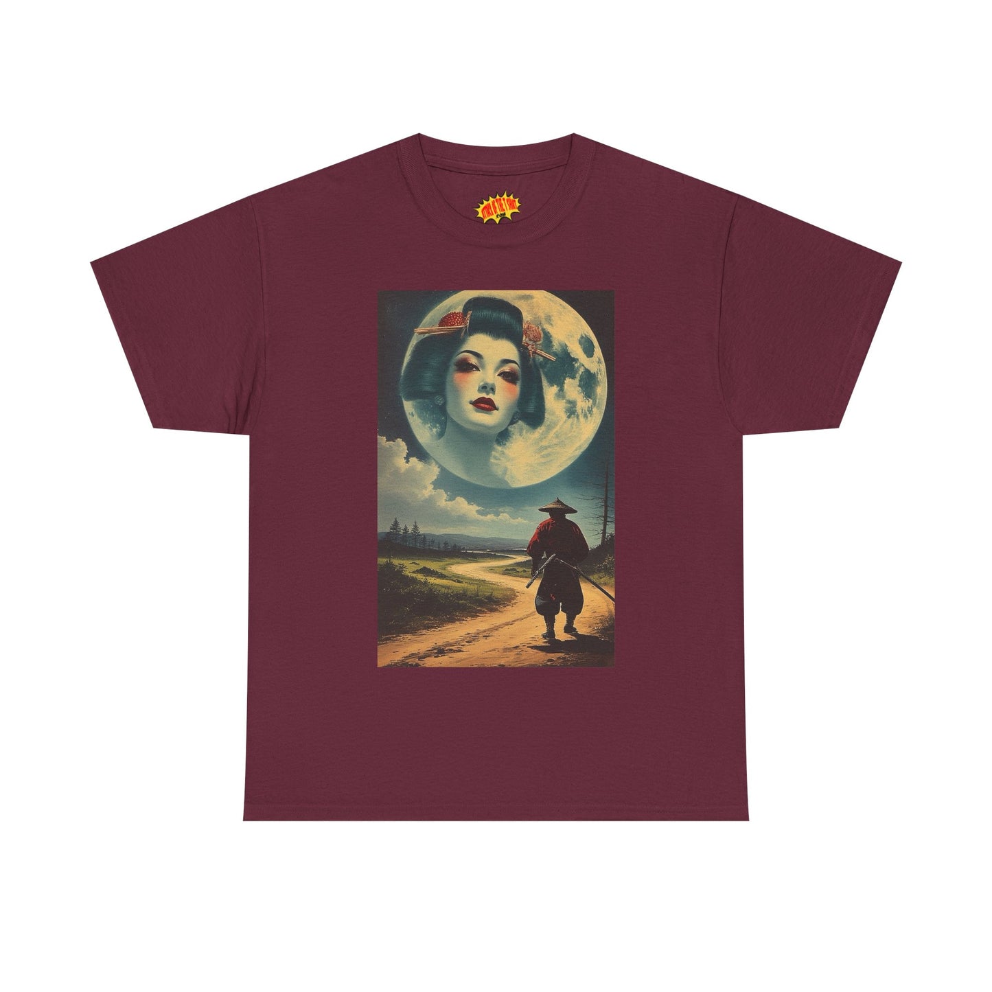 Samurai w/Geisha Full Moon T-Shirt *Multiple Colors*