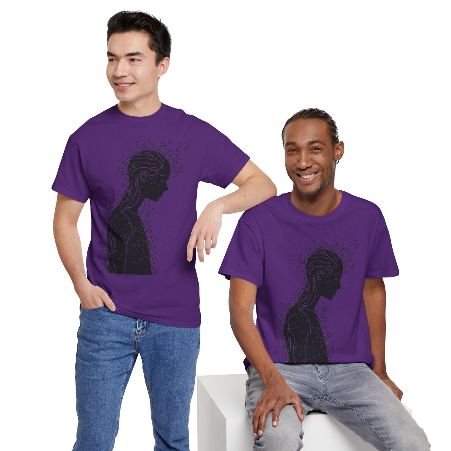 Human Silhouette Line Drawing Graphic Art Tee Shirt *Multiple Colors*