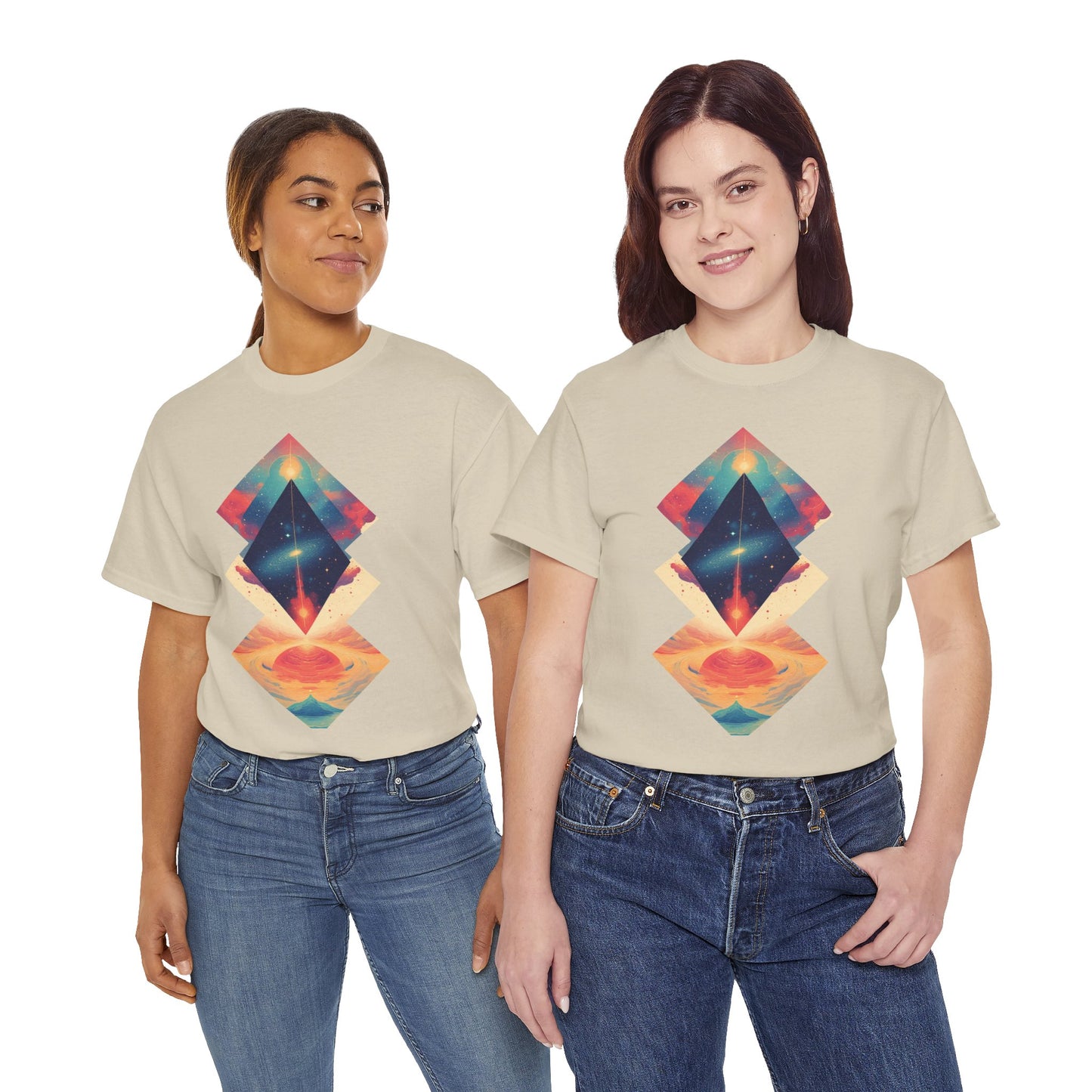 Geometric Shape Galaxy Graphic Space Art Tee Shirt *Multiple Colors*