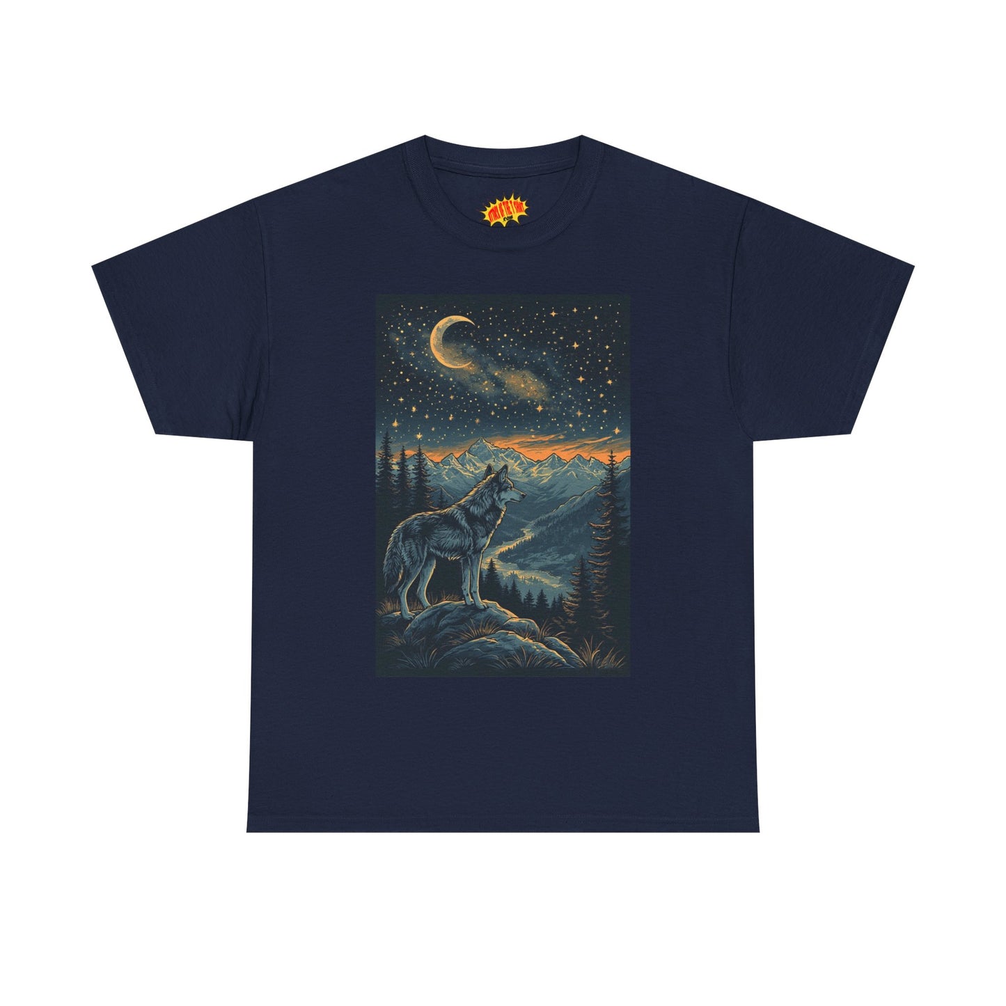 Mountain Wolf Sliver Moon Scene T-Shirt *Multiple Colors*