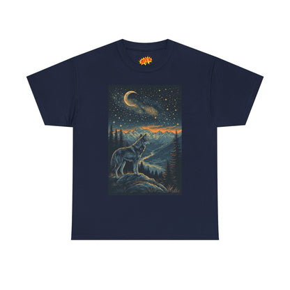 Mountain Wolf Sliver Moon Scene T-Shirt