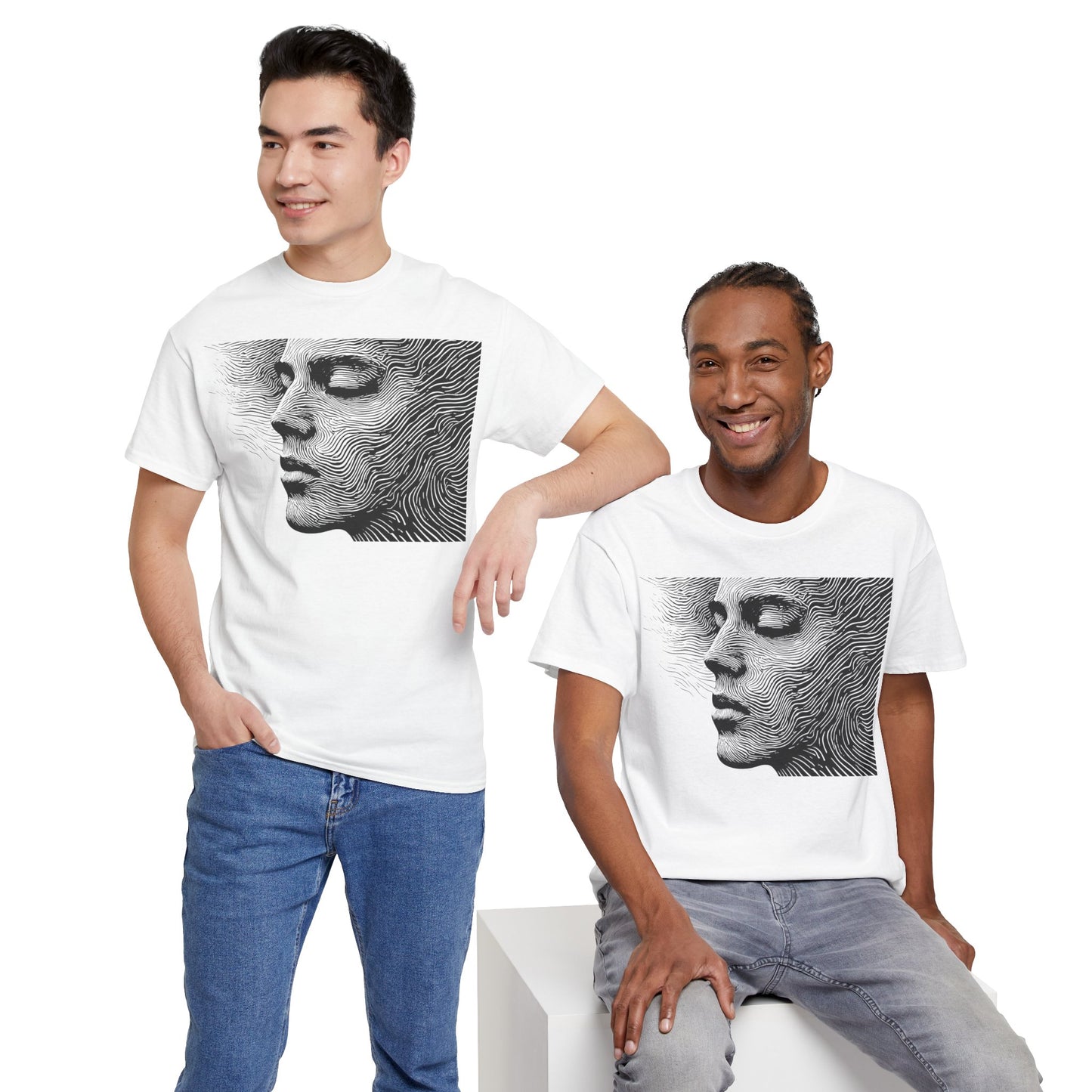 Face Line Drawing Portrait Graphic Art Tee Shirt *Multiple Colors*
