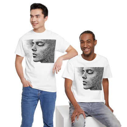 Face Line Drawing Portrait Graphic Art Tee Shirt