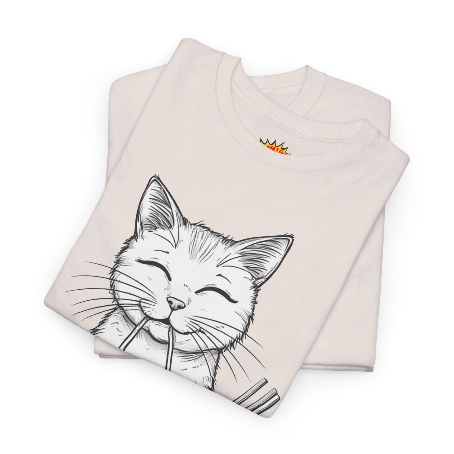 Cat w/Noodles Drawing Art Tee Shirt *Multiple Colors*