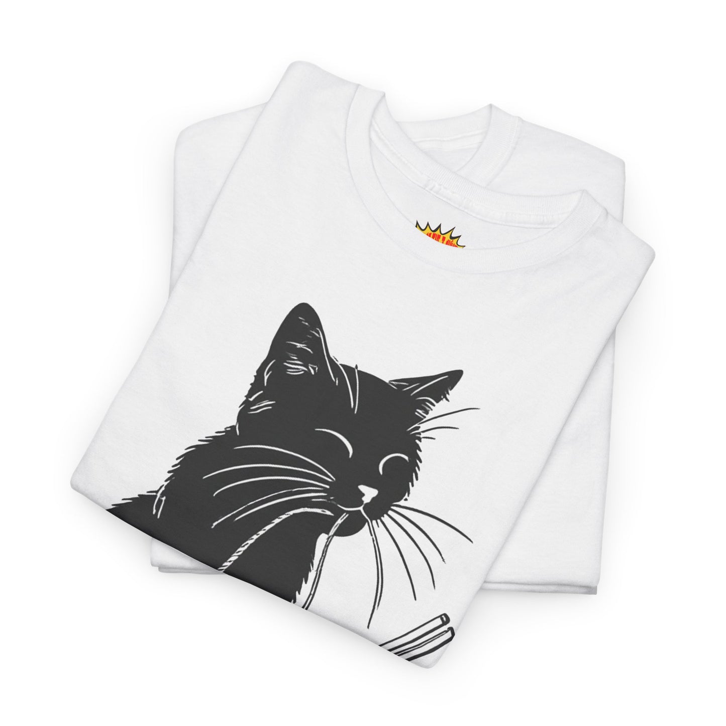 Black Cat w/Noodles Drawing Art Tee Shirt *Multiple Colors*