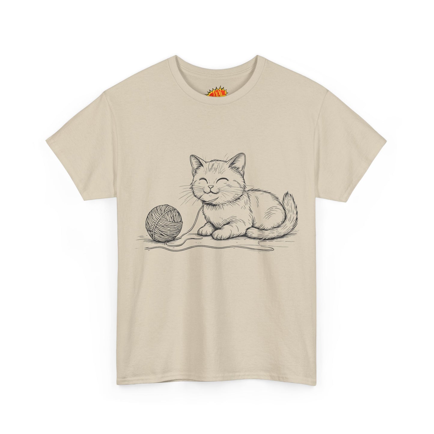 Cat w/Yarn Ball Line Drawing Tee Shirt *Multiple Colors*