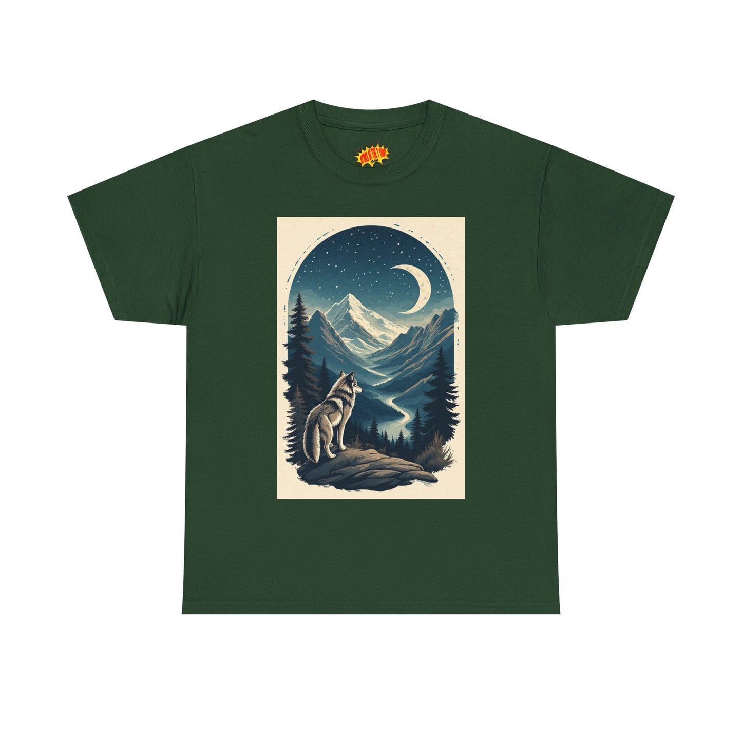 Wolf with Crescent Moon Scene T-Shirt *Multiple Colors*