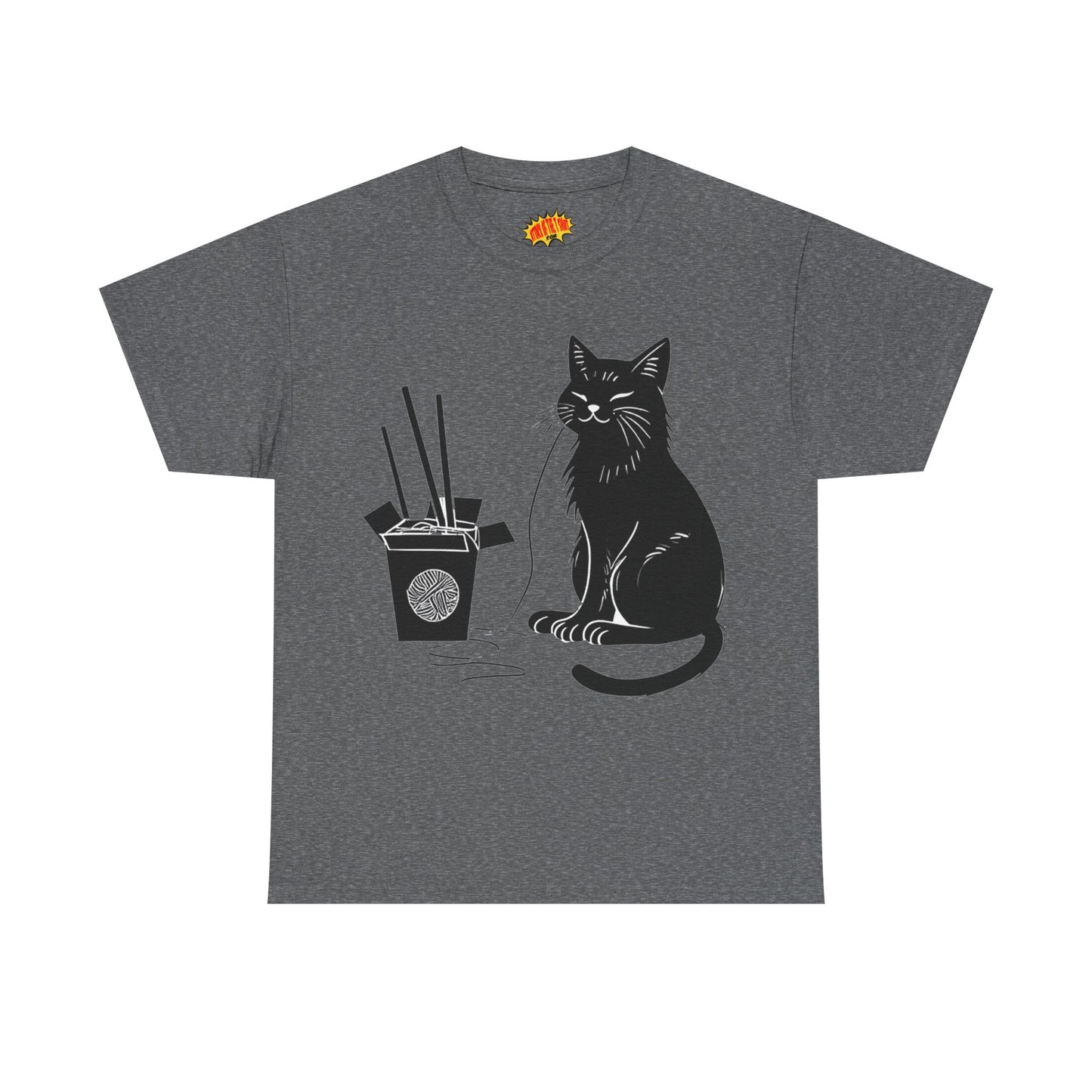 Black Cat w/Takeout Yarn Art Tee Shirt *Multiple Colors*