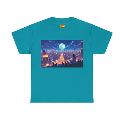 Anime Neon Night Cityscape w/Cats T-Shirt