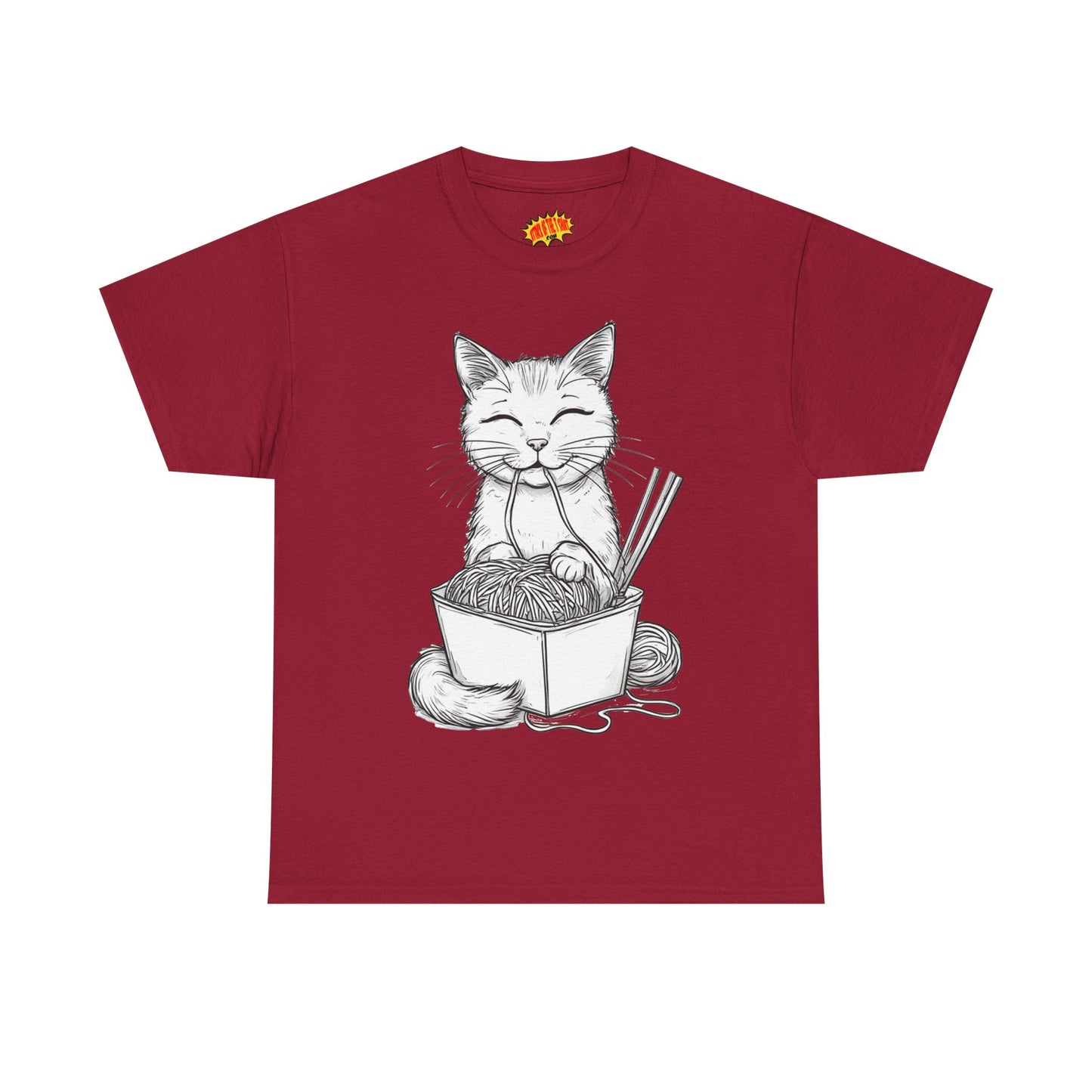 Cat w/Noodles Drawing Art Tee Shirt *Multiple Colors*