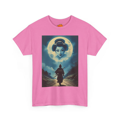Walking Samurai w/Full Moon Geisha Woman T-Shirt