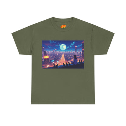 Anime Neon Night Cityscape w/Cats T-Shirt