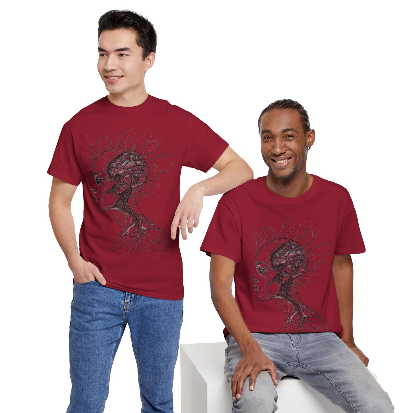 Anatomy Line Drawing Face Graphic Art Tee Shirt *Multiple Colors*