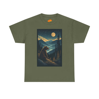 Sitting Grizzly Bear Full Moon Scene T-Shirt