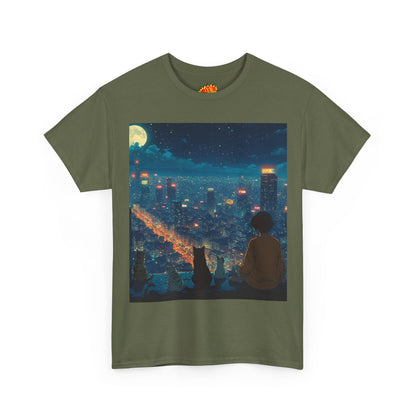 Anime City Night Scene w/Cats T-Shirt