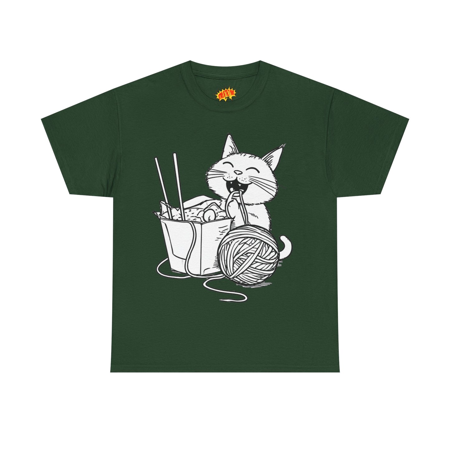 Happy Cat w/Noodles + Yarn Art Tee Shirt *Multiple Colors*