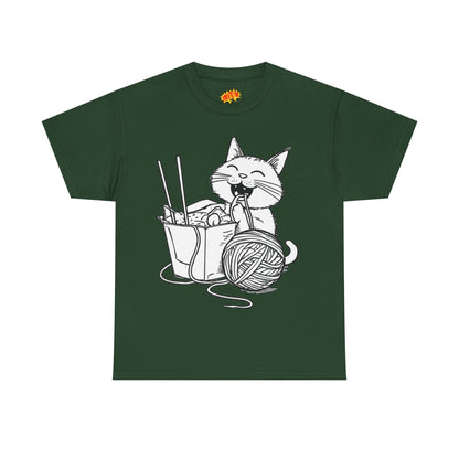 Happy Cat w/Noodles + Yarn Art Tee Shirt