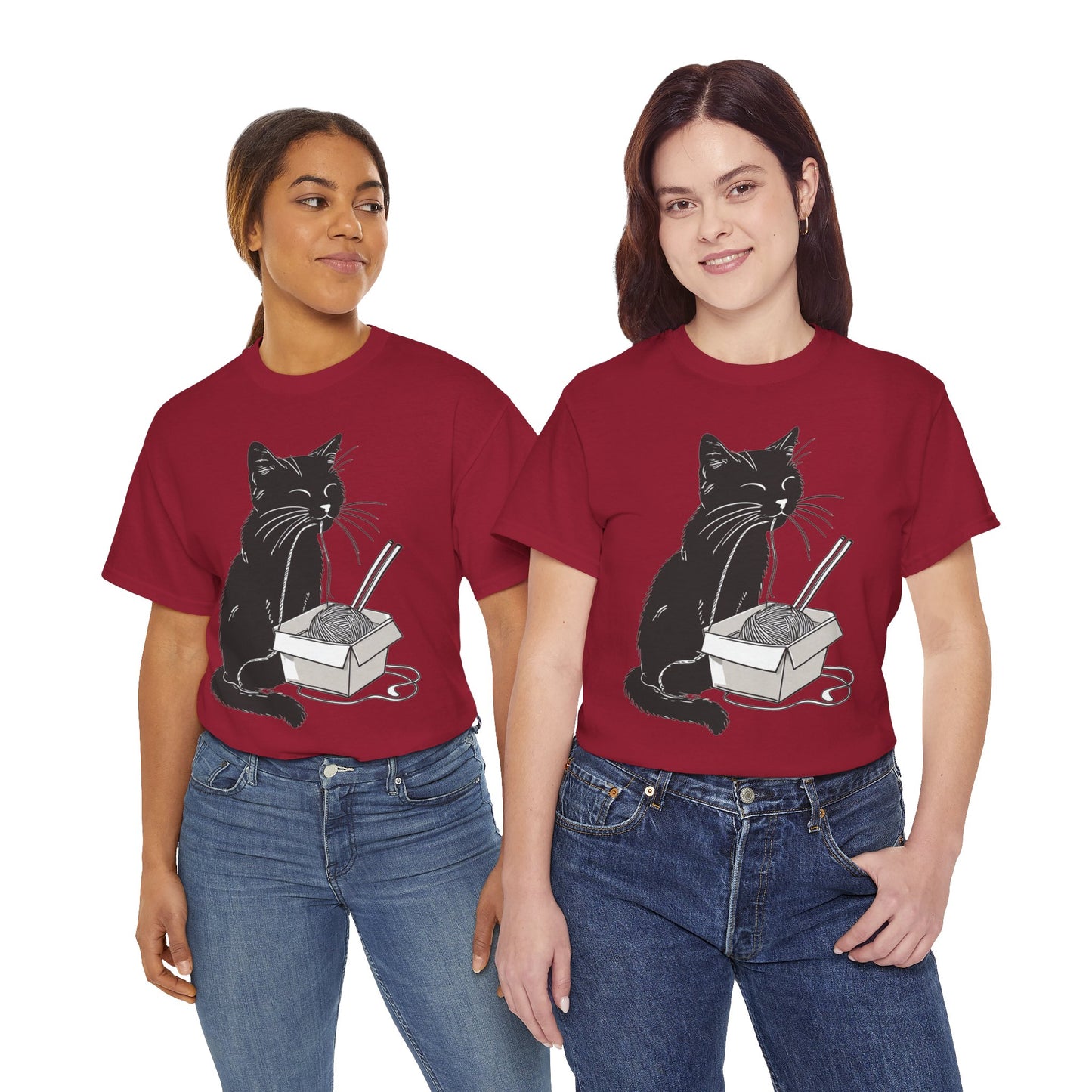 Black Cat w/Noodles Drawing Art Tee Shirt *Multiple Colors*