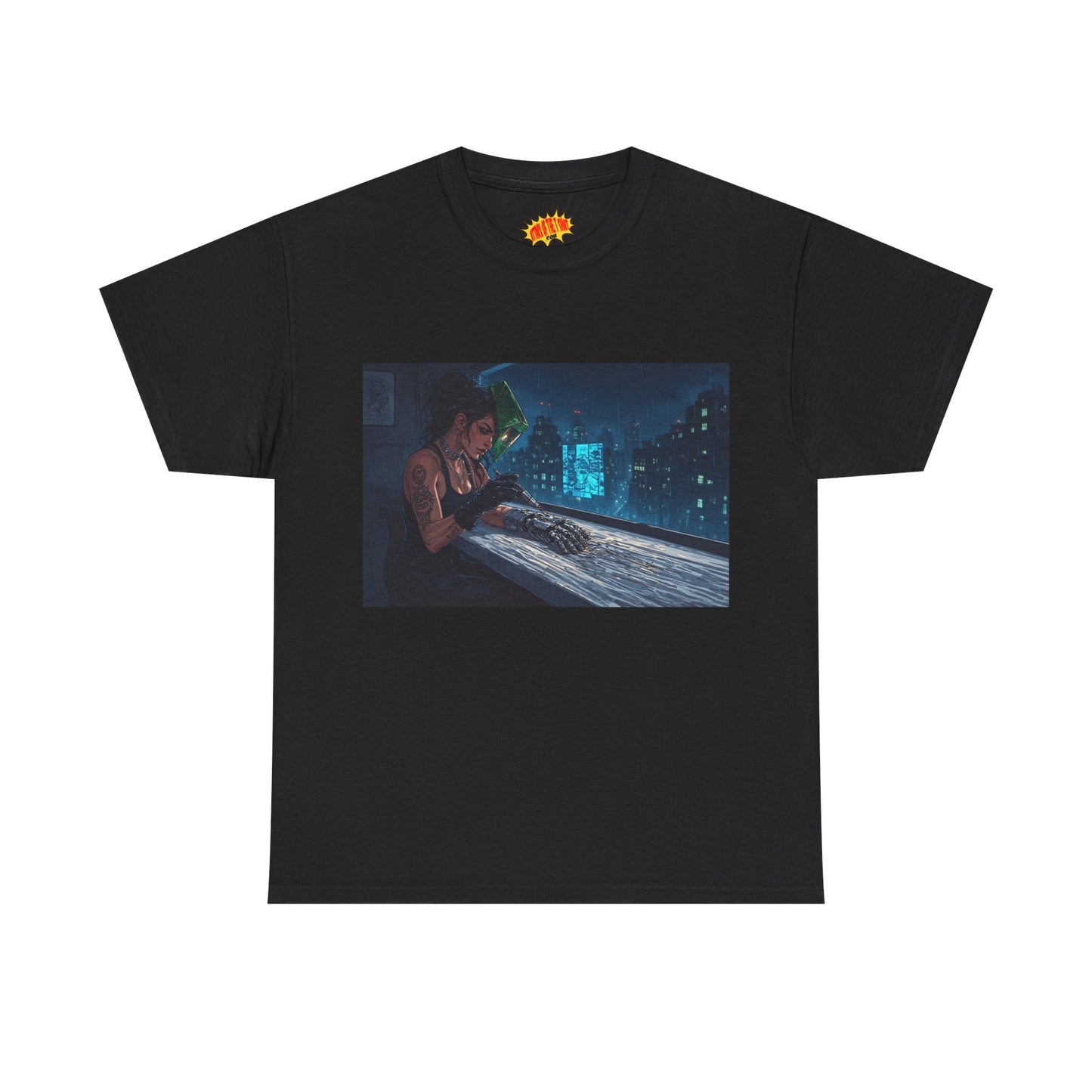 Cyberpunk Women w/Cybernetic Hand Scene T-Shirt *Multiple Colors*