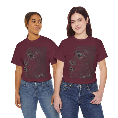 Human Face Profile Line Drawing Graphic Art Tee Shirt