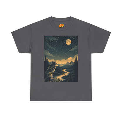 Mountain Wolf with River & Full Moon T-Shirt
