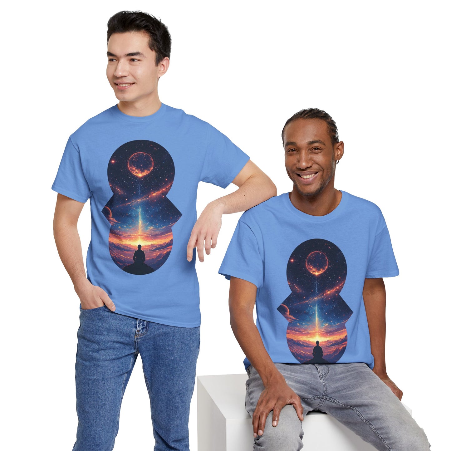 Cosmic Meditation w/Planet Space Graphic Art Tee Shirt *Multiple Colors*