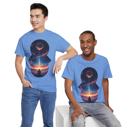 Cosmic Meditation w/Planet Space Graphic Art Tee Shirt