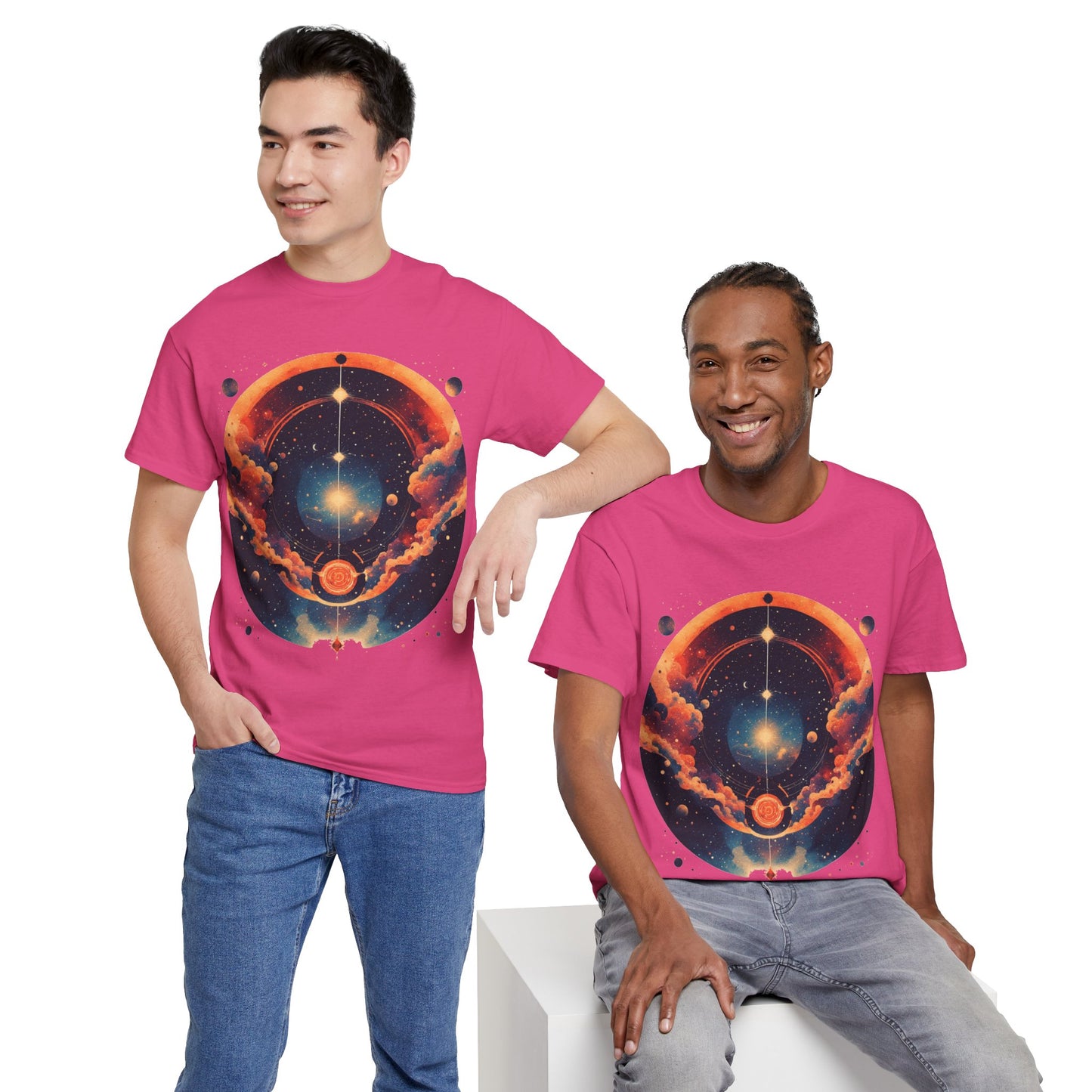 Round Galaxy Graphic Tee Shirt *Multiple Colors*