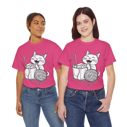 Happy Cat w/Noodles + Yarn Art Tee Shirt