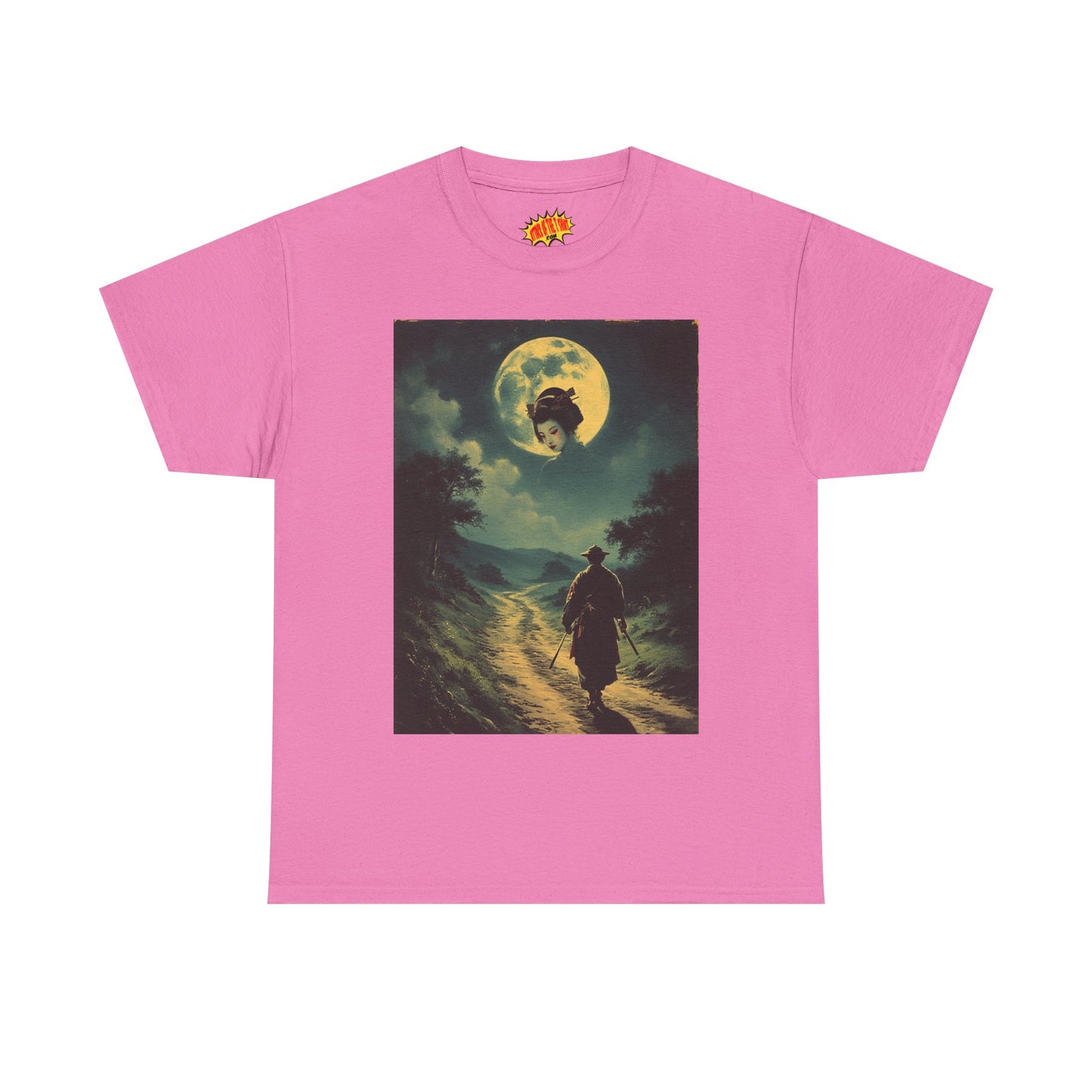 Travelling Samurai w/Moon Geisha Woman T-Shirt *Multiple Colors*