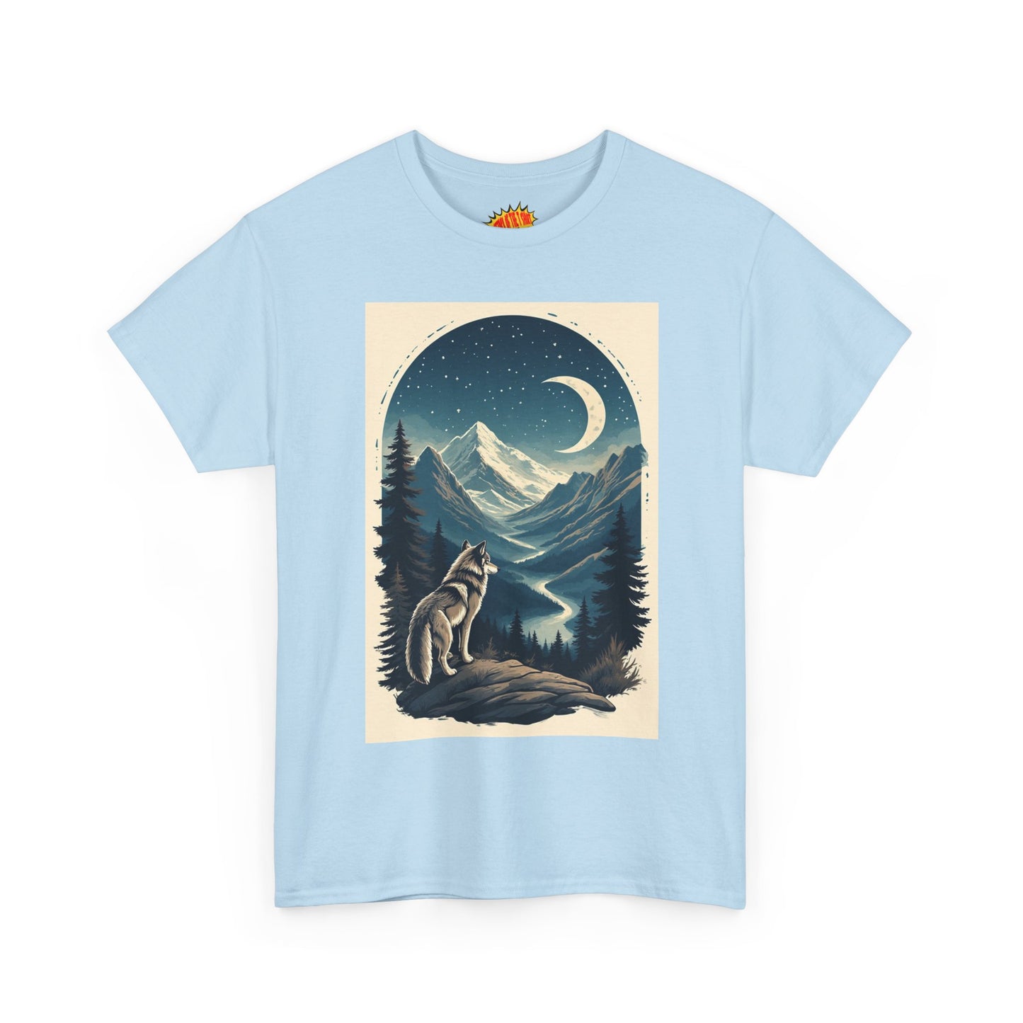 Wolf with Crescent Moon Scene T-Shirt *Multiple Colors*