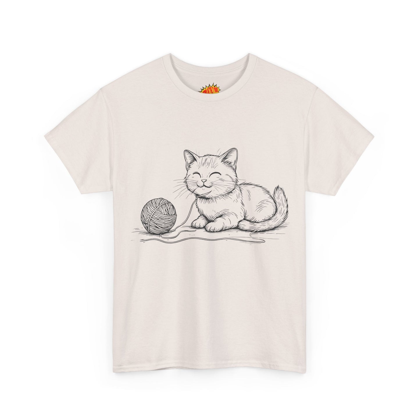 Cat w/Yarn Ball Line Drawing Tee Shirt *Multiple Colors*