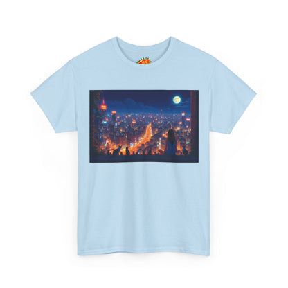Anime City Night Scene w/Girl & Cats T-Shirt