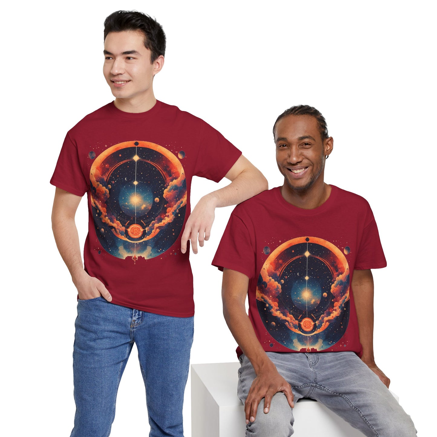 Round Galaxy Graphic Tee Shirt *Multiple Colors*
