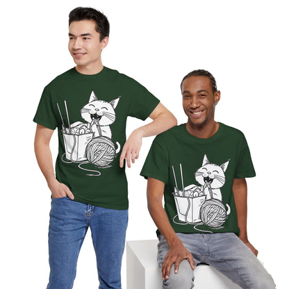 Happy Cat w/Noodles + Yarn Art Tee Shirt