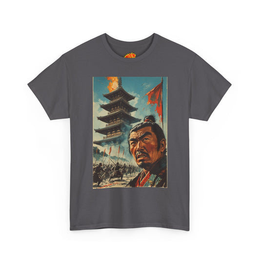Vintage Samurai Pagoda Battle Scene T-Shirt *Multiple Colors*