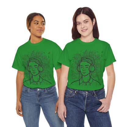 Line Drawing Portrait Graphic Music Art Tee Shirt