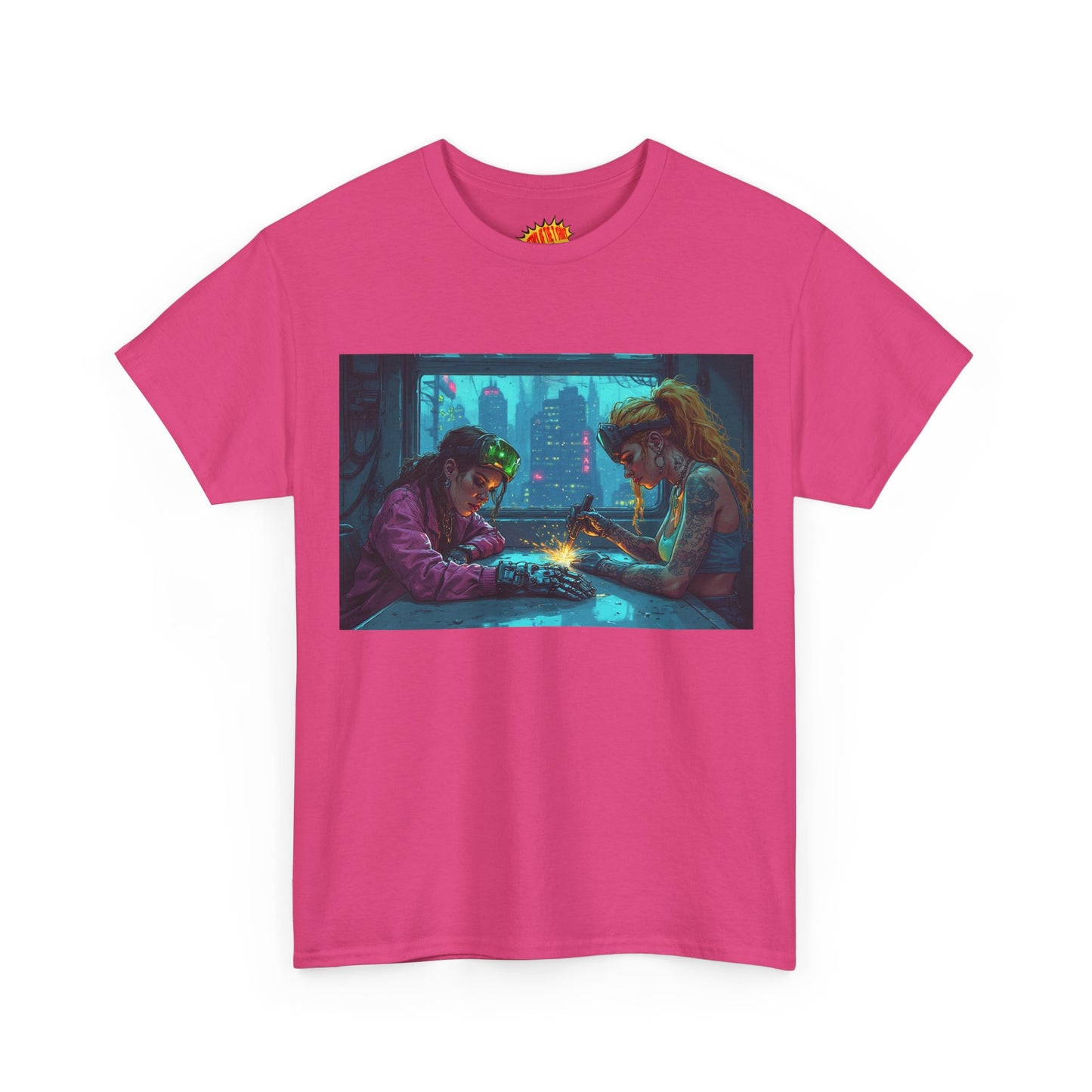 Cyberpunk Ladies Welding Scene T-Shirt *Multiple Colors*