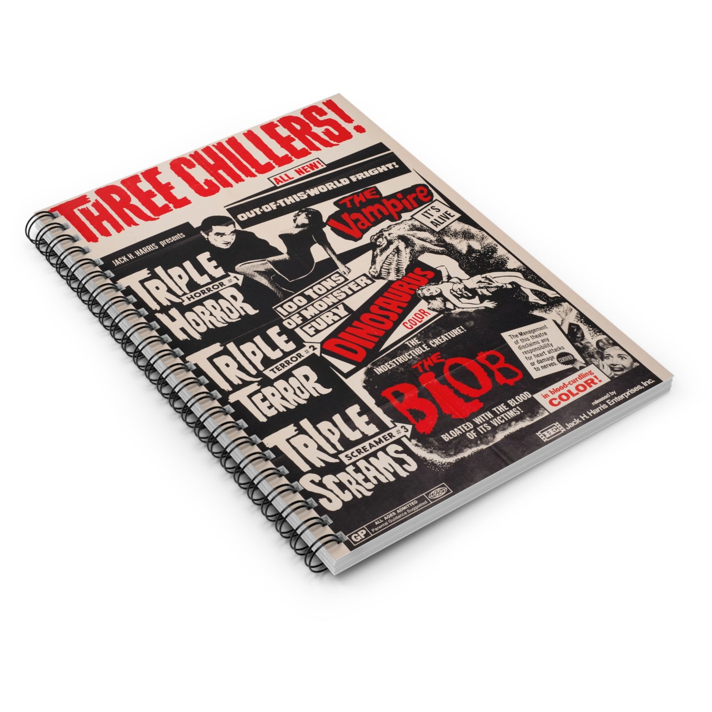Three Chillers - Vintage Movie Poster Notebook