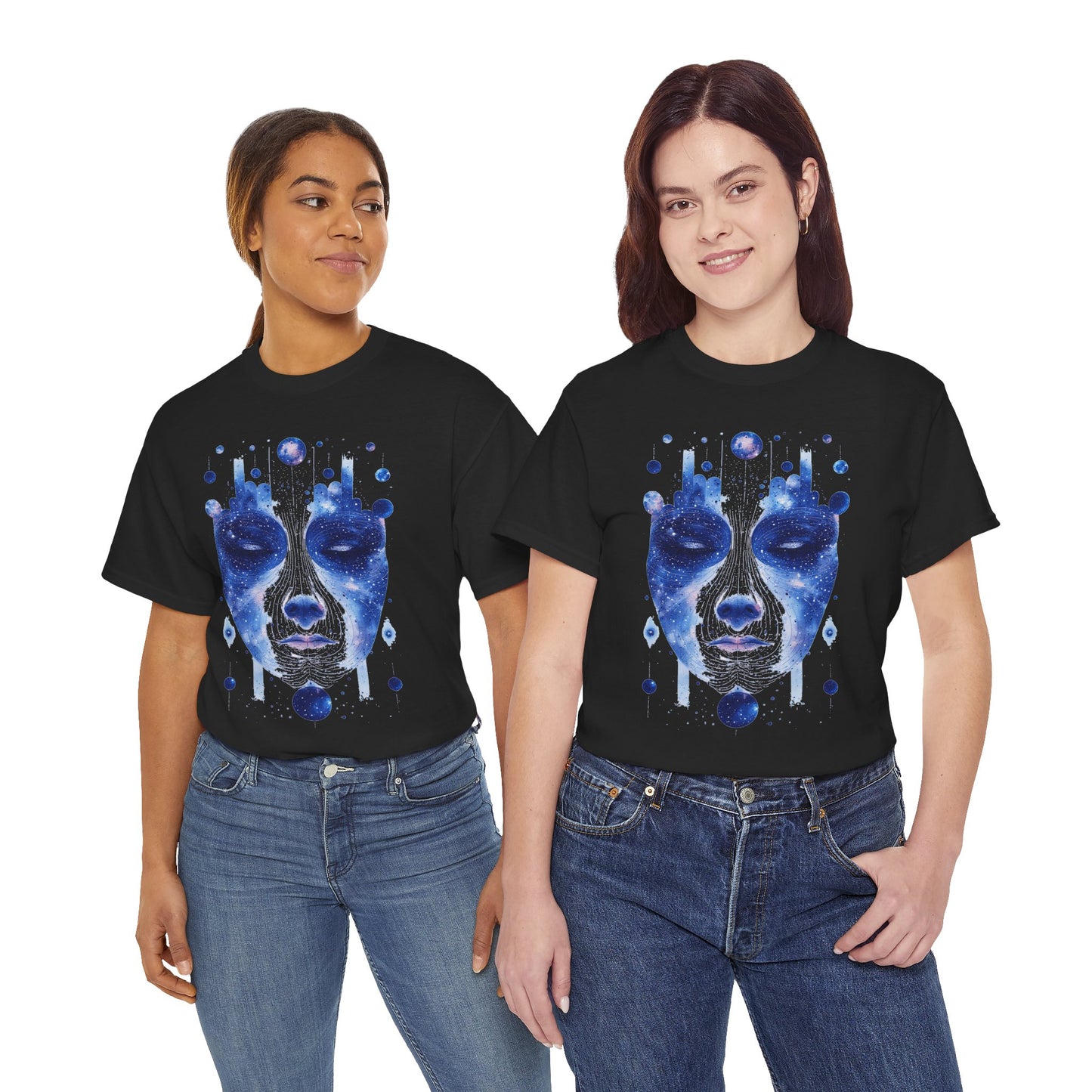 Cosmic Face Galaxy Graphic Space Art Tee Shirt *Multiple Colors*