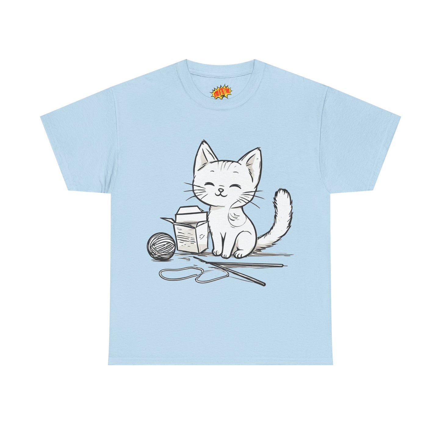 White Cat w/Takeout Yarn Art Tee Shirt *Multiple Colors*