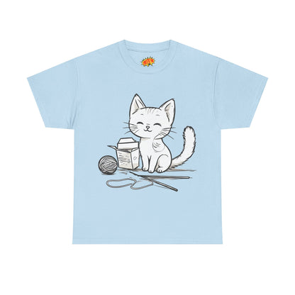 White Cat w/Takeout Yarn Art Tee Shirt