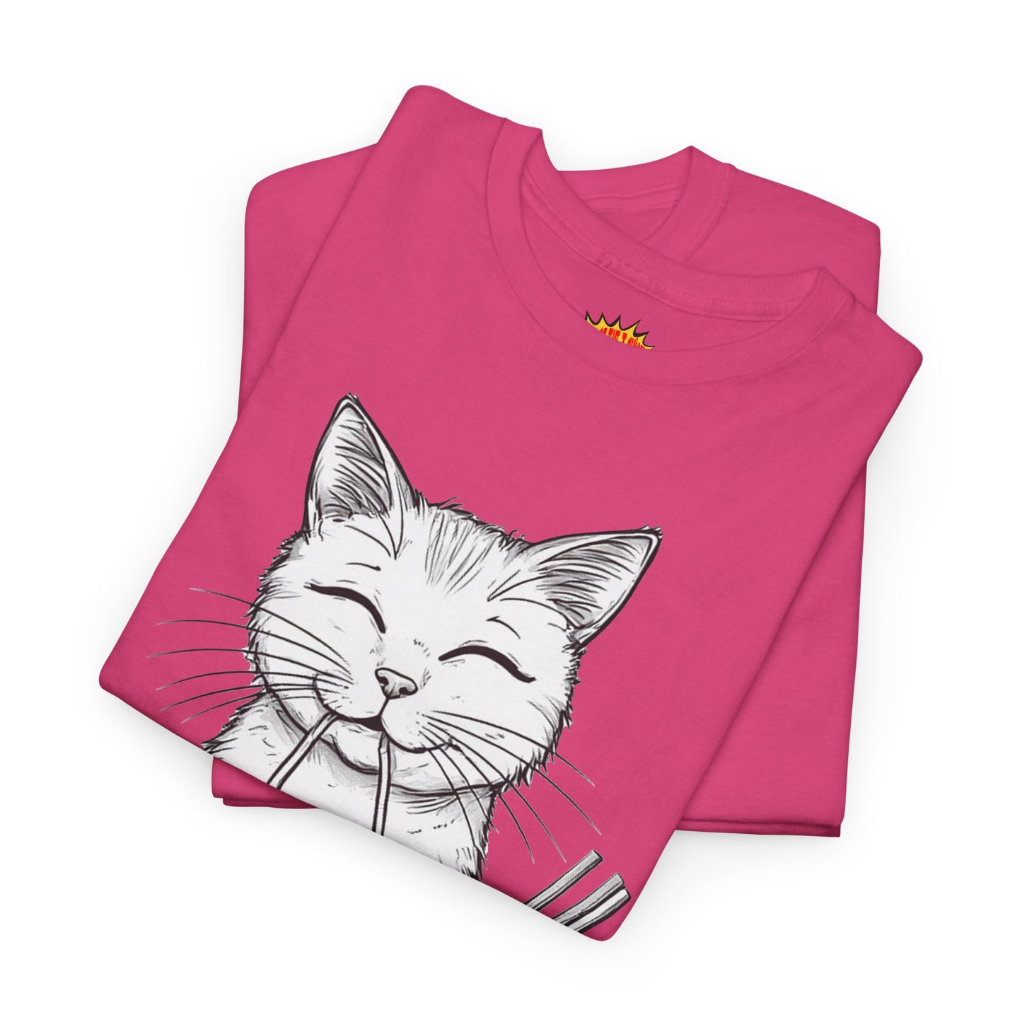 Cat w/Noodles Drawing Art Tee Shirt *Multiple Colors*
