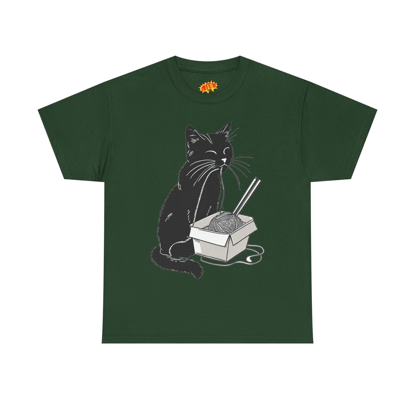 Black Cat w/Noodles Drawing Art Tee Shirt *Multiple Colors*