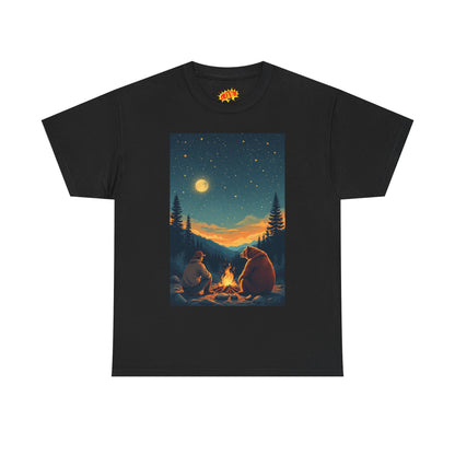 Mountain Man w/ Brown Bear Campfire Scene T-Shirt