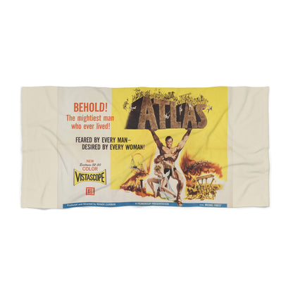 Atlas Movie Poster Beach Towel | Vintage Film Art Retro Illustration Towel