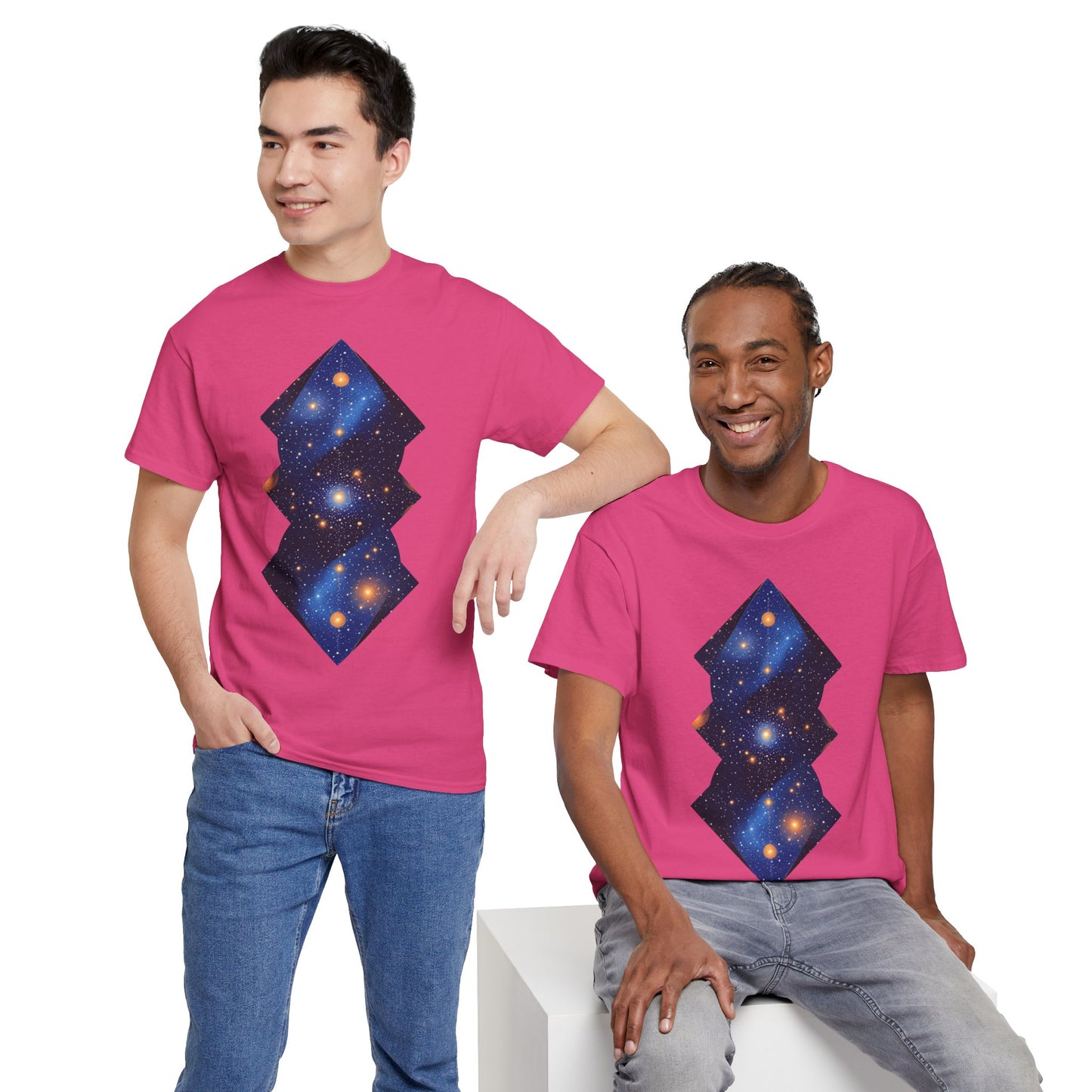 Geometric Shaped Galaxy Graphic Space Art Tee Shirt *Multiple Colors*