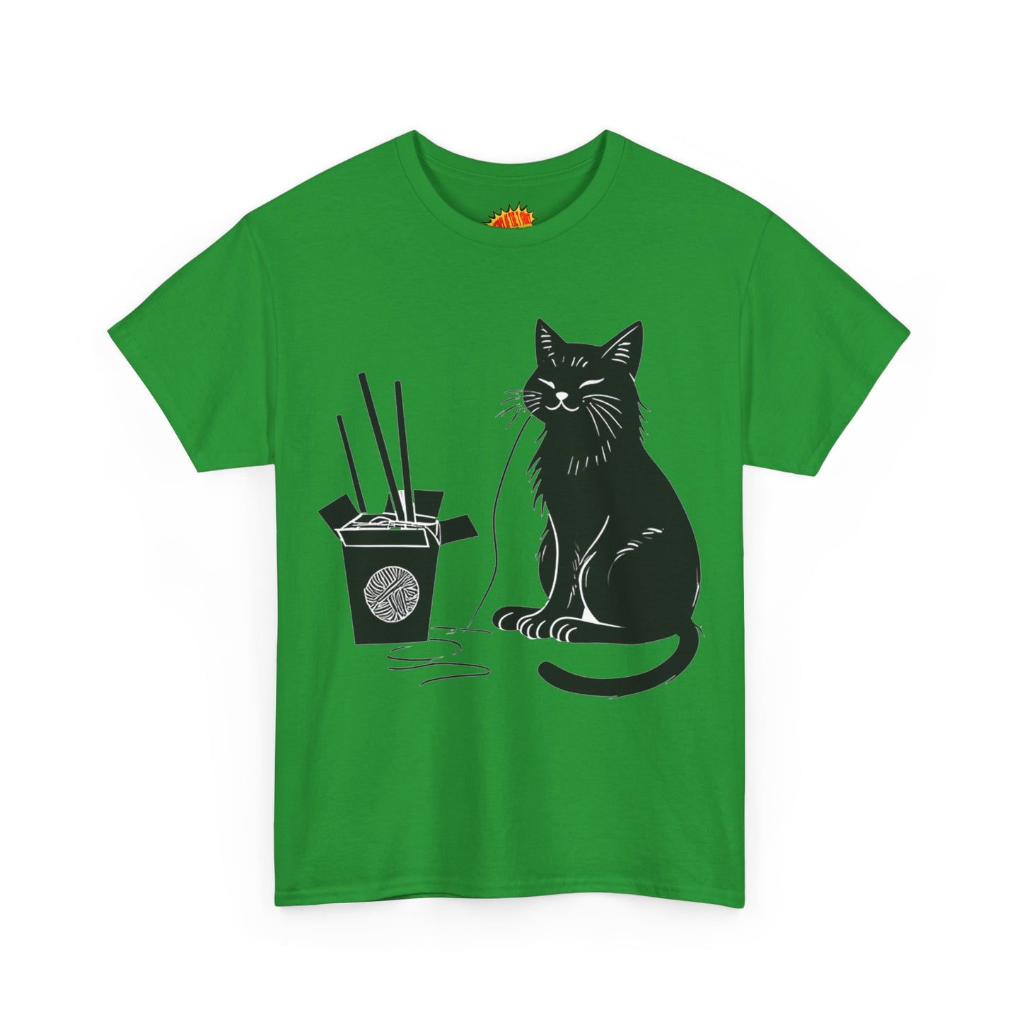 Black Cat w/Takeout Yarn Art Tee Shirt *Multiple Colors*