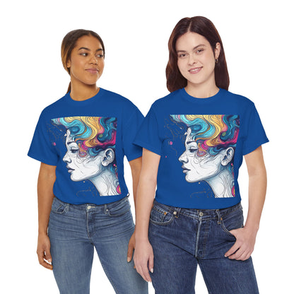Face w/Color Hair Graphic Art Tee Shirt